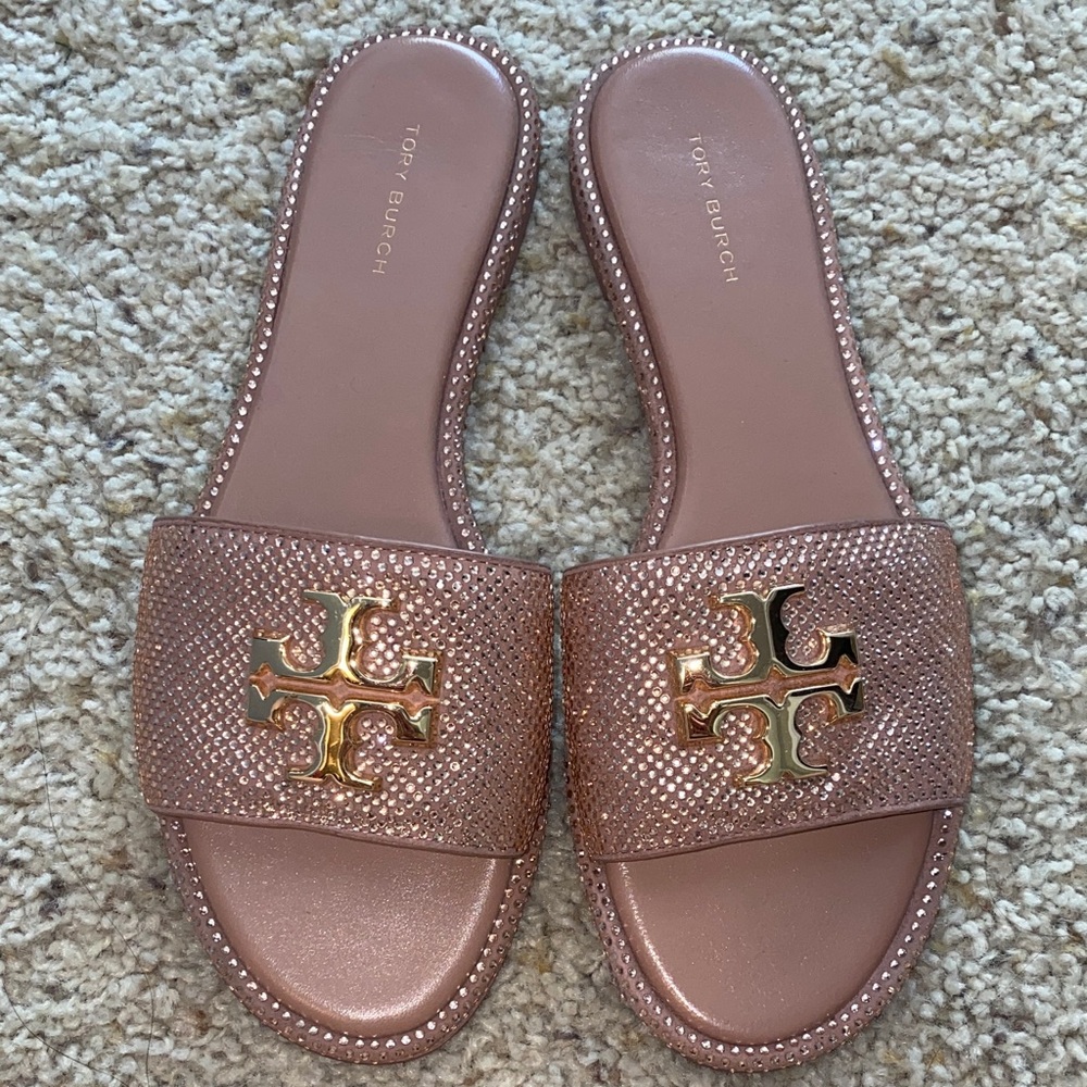 Tory Burch Rose Gold Eleanor  Slide Sandals